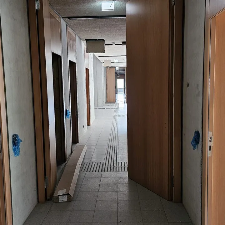 Flur mit Holzverkleidung im Innenausbau